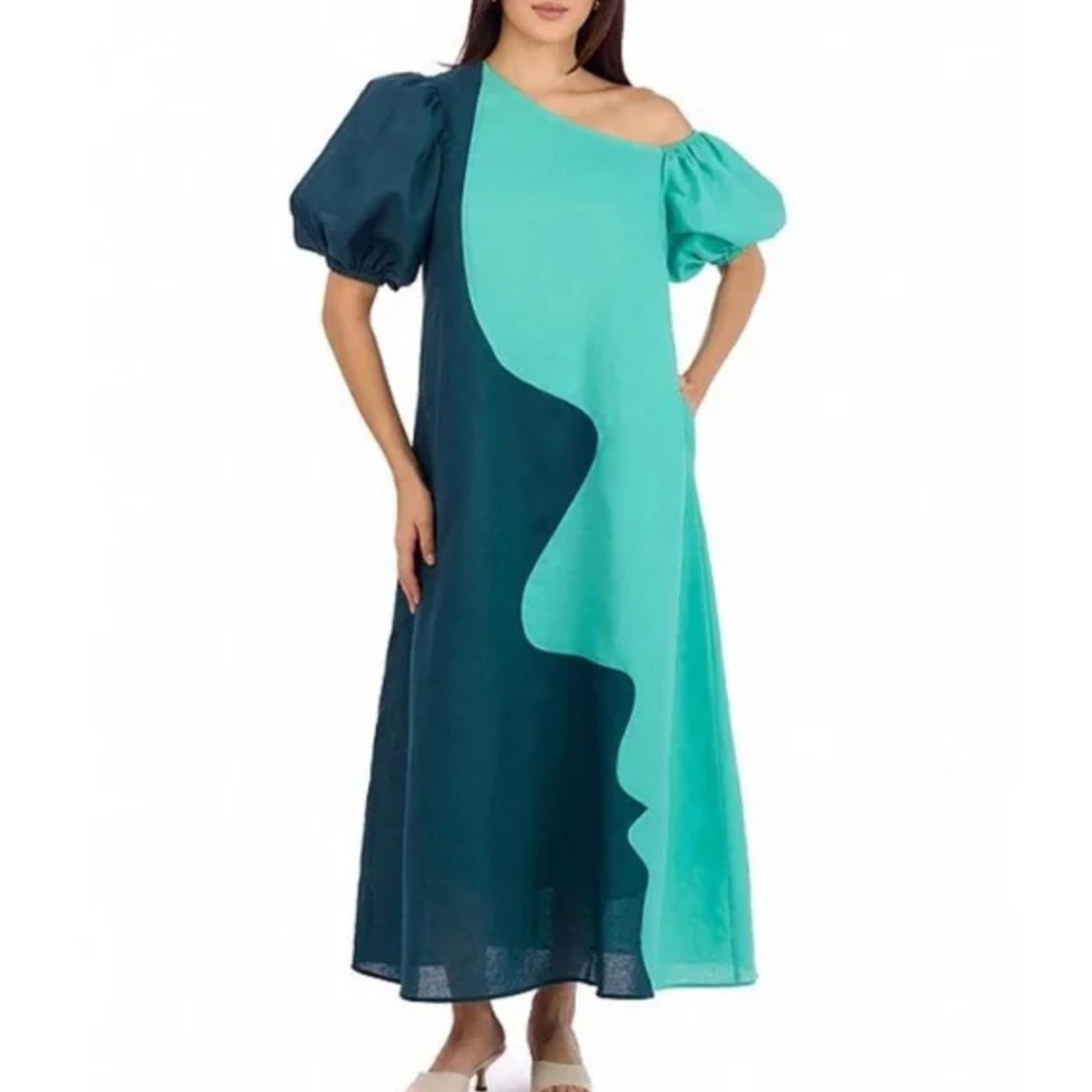 CROSBY by Mollie Burch
Lovett Colorblock Asymmetrical Neckline Linen
Maxi Dress